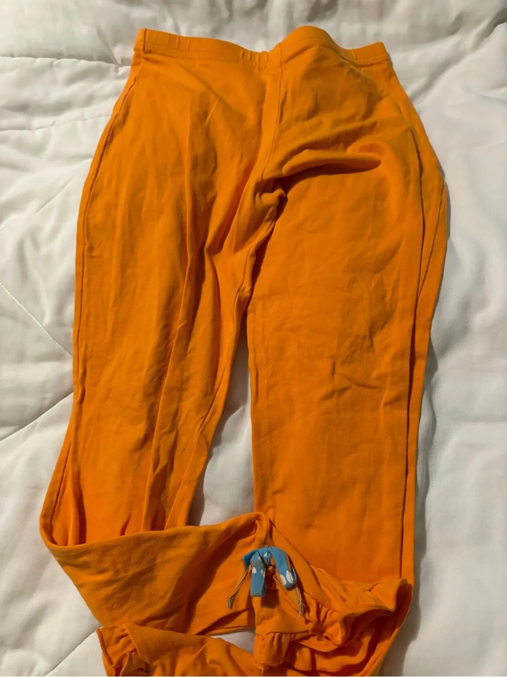 Eleanor Rose Blue Pumpkin Print Dress with Orange Leggings